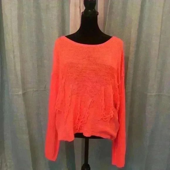 Pink Fringe Sweater, L - Picture 1 of 6